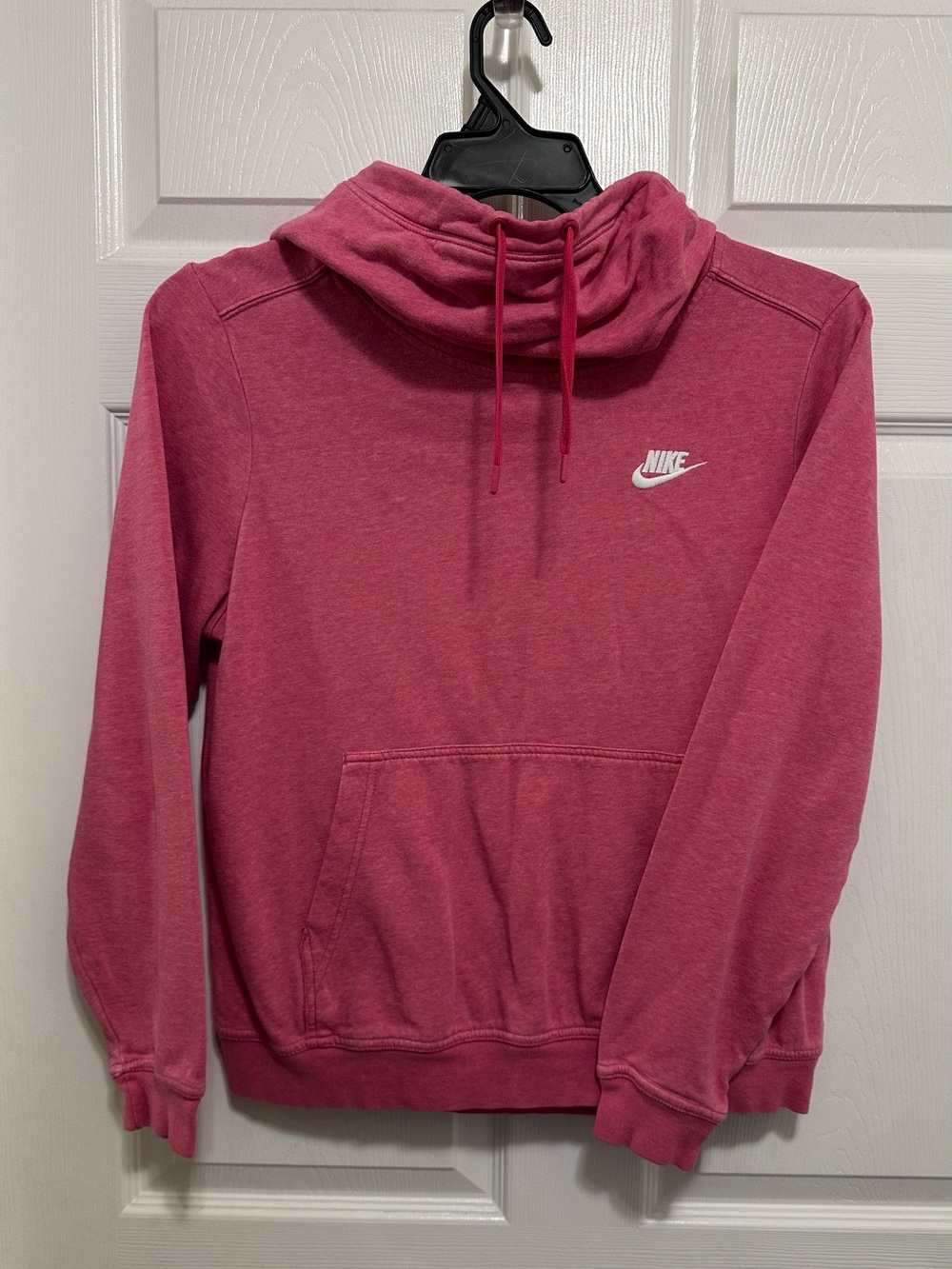 Nike Women Medium Sportswear Club Fleece Funnel Neck Hoodie Pullover Pink Swoosh